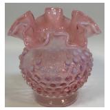 (C) Vintage FENTON LITE PINK CRANBERRY OPALESCENT