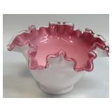 (C) Vintage Fenton Art Glass Pink Ruffled Edge
