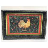 (F) Rooster Decor Tray with Carry Handles 17.5"