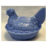 (B) Blue Glass Hen On Nest