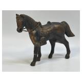 (A) Vintage Bronze Brass Cast Horse with Saddle