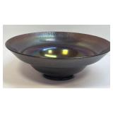 (A) Vintage Amethyst Glass Low Pedestal Base Bowl