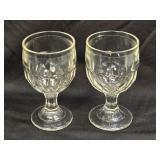 (E) 2- Clear Glass Goblets 5½" Tall