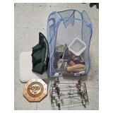 Mesh Hamper w/ Clock, Hangers, Bag, Shoe