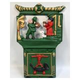 (C) Vintage Cast Iron Green Painted Mailbox with