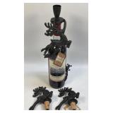 (C) Mud Pie Christmas Reindeer Metal Wine Bottle