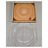 (E) NIB Crystal 2-Part Divided Relish Dish 11"