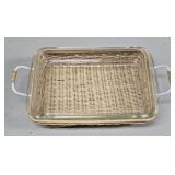 (E) Glass Baking Dish & Rattan Baker Basket 10"x