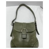 (F) Olive Green Faux Leather Shoulder Bag