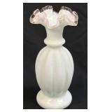 (C) Vintage Fenton Peach Crest Milk Glass Tall