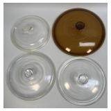 (C) 4 Assorted Glass Lids As Pictured