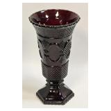 (B) Avon Cape Cod Ruby Red Glass Vase 8" Tall