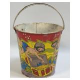 (A) Vintage Ohio Art Tin Litho Sand Pail Graphics