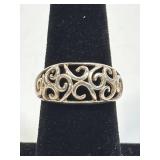 (SC) NV 925 Sterling Silver Filigree Ring Size 7