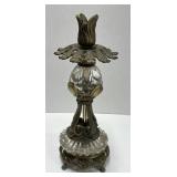 (A) Vintage Brass And Glass Lamp Base as Pictured