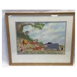 (FL) Framed Disney Winnie Pooh Scene From 100 Acre
