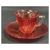 (J) Vintage Federal Glass Company Red Cranberry