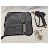 (D) Pressure Washer Gun, Attachments,  Brush &