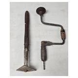 (F) Bit Brace & Triangular Scraper