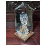 Glass Angel Figure w/ Mirror 8" tall