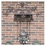 Wrought Iron Wall Mounted Planter Shelf 47"W 53"T