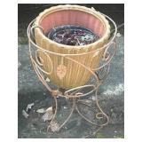 19" x 14" Wire Plant Stand and Ceramic Planter