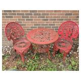 Cast Iron Patio Table & 2 Chairs 25"W 26"T