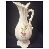 14" Vintage Ceramic Floral Pitcher