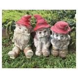 3 Plastic Yard Gnomes 12"