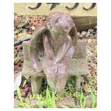 Concrete Angel on Bench Yard Decor 11"w 17"T