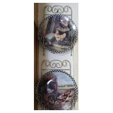 2 Decorative Chicken 8" Plates on Wire Hangers