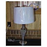 Chrome & Crystal Beaded Table Lamp 29" tall