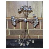 Rustic Wire & Marble Cross 13" tall