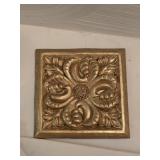 2- Gold Leaf Engraved Ceramic 11" Wall Panels