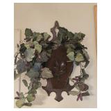 Dark Mahogany Wall Pocket w/ Artificial Ivy 13"W