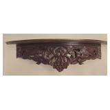 Dark Brown Floral Carved Rounded Shelf 30"W 8½"