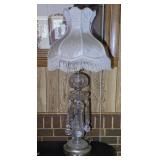 Bohemian Cut Crystal Table Lamp 38" tall