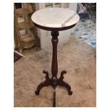 Mahogany Pedistal Marble Top Plant Stand 14"zw