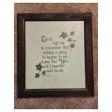 Framed Cross Stiched Lords Prayer 15"x 16½"