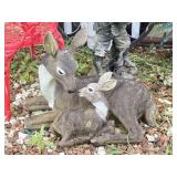 Resin Doe & Fawn Deer Yard Decor 30"L 24"T