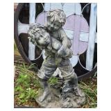 Resin Piggyback Children Statue 31" tall