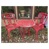 Cast Iron Patio Table & 2 Chairs 26"W 26"T