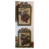 2- Vintage Homco 3D Grape Wall Decor 8¾"x 14"