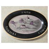 Decorative Oval Tray "Faith Family Friends" 15½"x