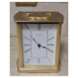 Linden Quarts Brass Desk Clock 5½"W 6¾"H