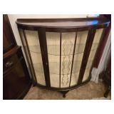 Art Deco Walnut Bow Front Display Cabinet 42"W