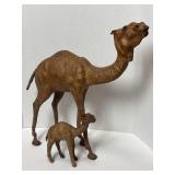 2 Handmade Leather Camels 18" x 8"