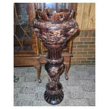 Ornate Ceramic jardinière and Pedestal 16"W 42"H