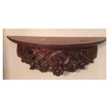 Hand Carved Wooden Wall Shelf 18"W 6½"D