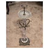 Italian Brass & Crystal Standing Ashtray 27" tall